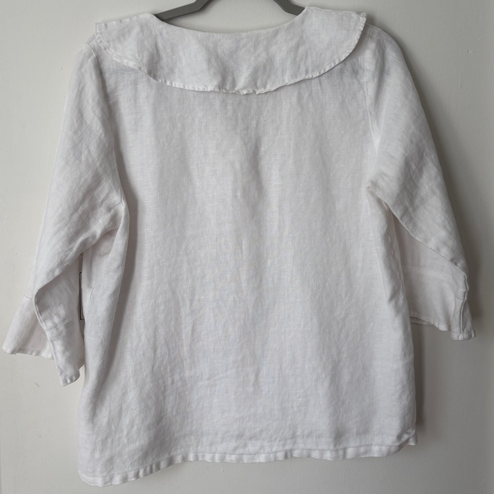 Beautiful white 100% linen blouse women’s - Picture 4 of 4
